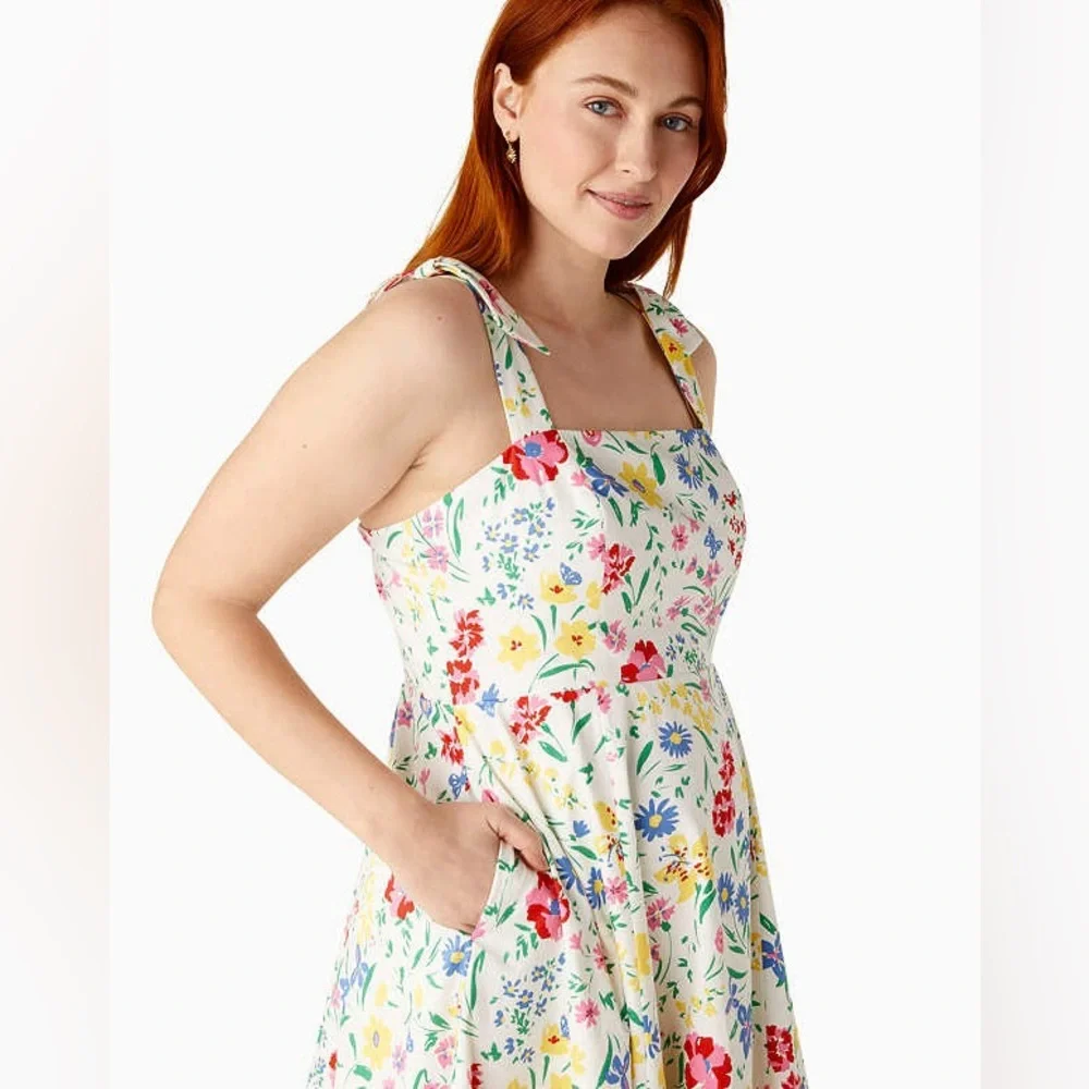 Kate Spade‎ Garden Bouquet Fit-and-flare Dress White / Multicolor Women’s Size 6 - Picture 2 of 14